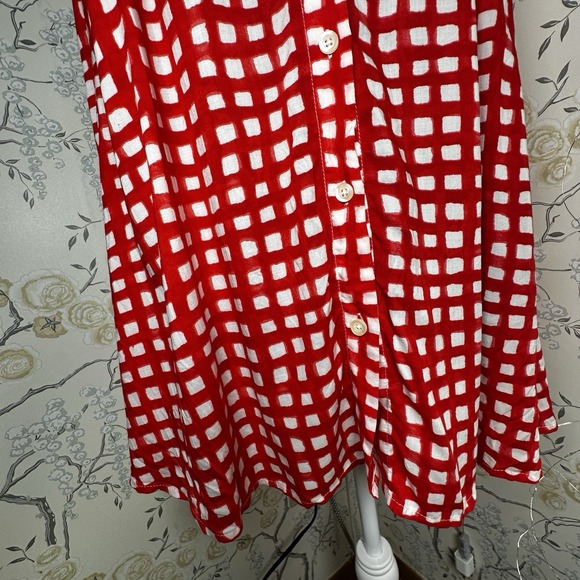 Anthropologie 11.1 Tylho‎ Button Up Shirt Dress Sz M Checkered Mini Sleeveless - Picture 3 of 9